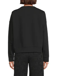 French Terry Floral-Embroidered Cotton-Blend Sweater