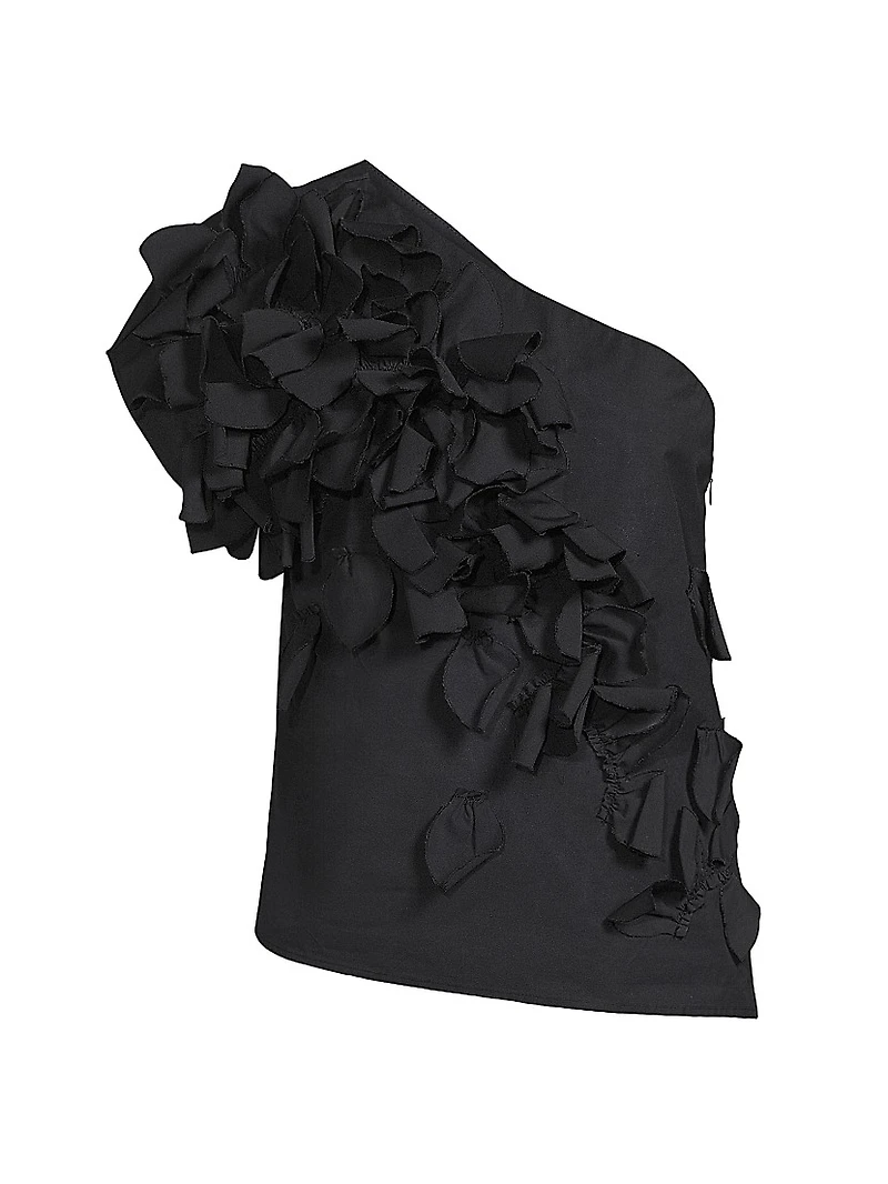 Tech Taffeta Cotton-Blend One-Shoulder Top