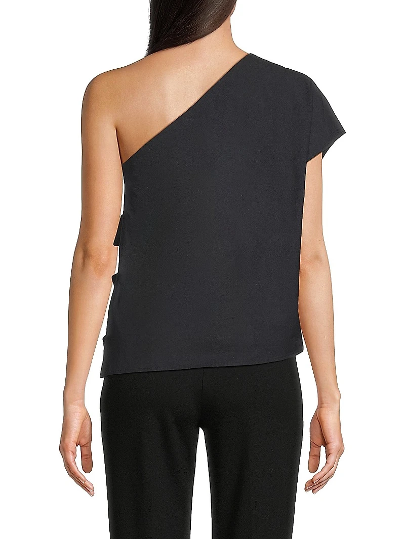 Tech Taffeta Cotton-Blend One-Shoulder Top