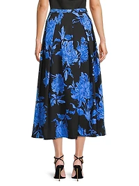 Miyako Floral Cotton-Blend Pleated Midi Skirt