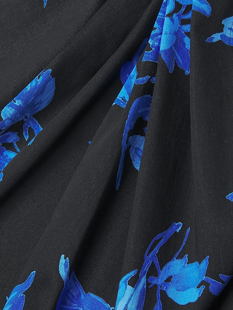 Miyako Floral Cotton-Blend Pleated Midi Skirt