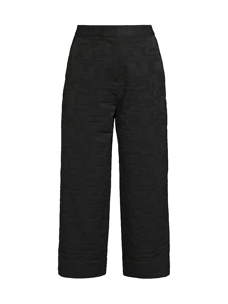 Jacquard Wide-Leg Crop Pants