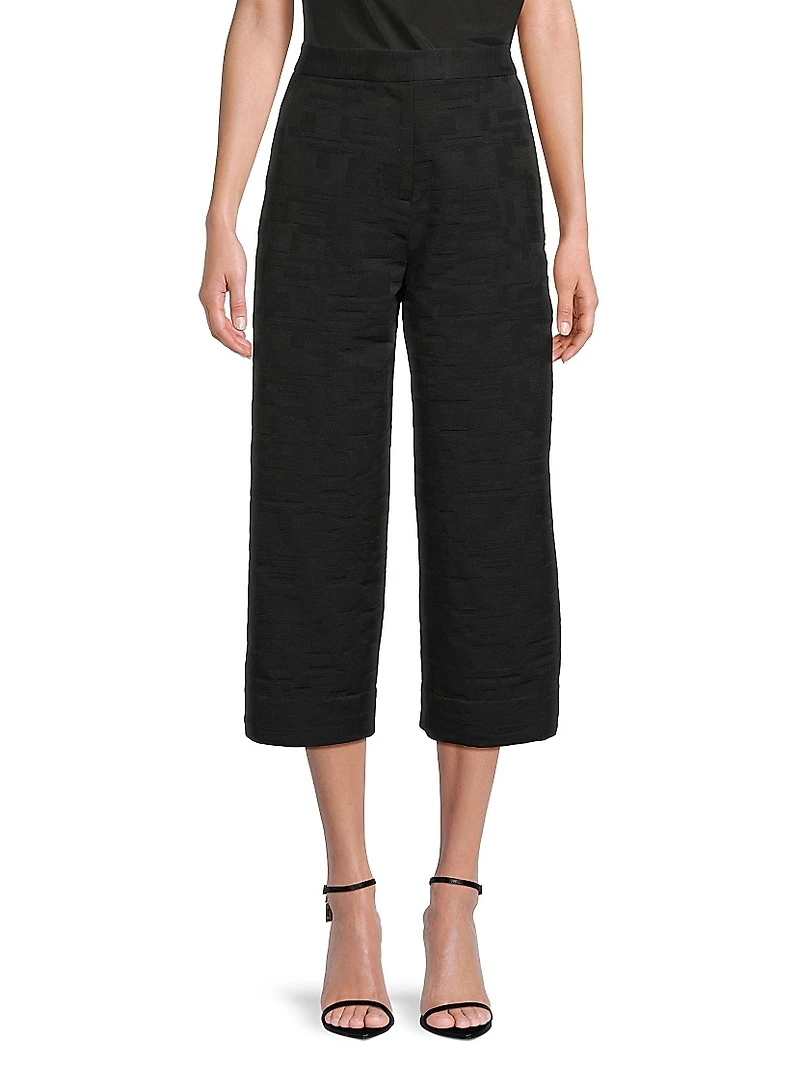 Jacquard Wide-Leg Crop Pants