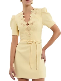 Lulu Lace-Trimmed Tie-Waist Minidress