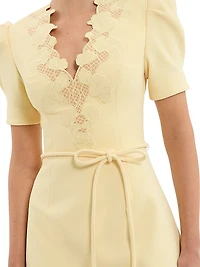 Lulu Lace-Trimmed Tie-Waist Minidress