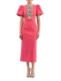 Posey Puff-Sleeve Midi-Dress