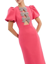 Posey Puff-Sleeve Midi-Dress