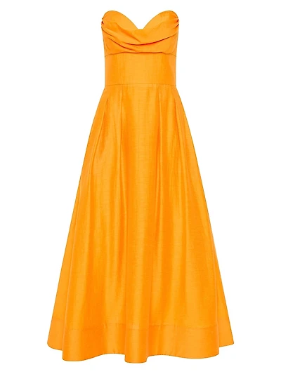 Cera Tie-Waist Strapless Midi-Dress