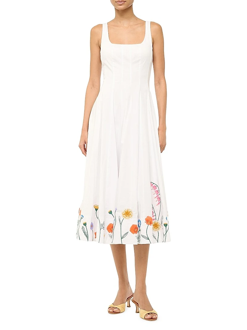 Wells Embroidered Midi-Dress