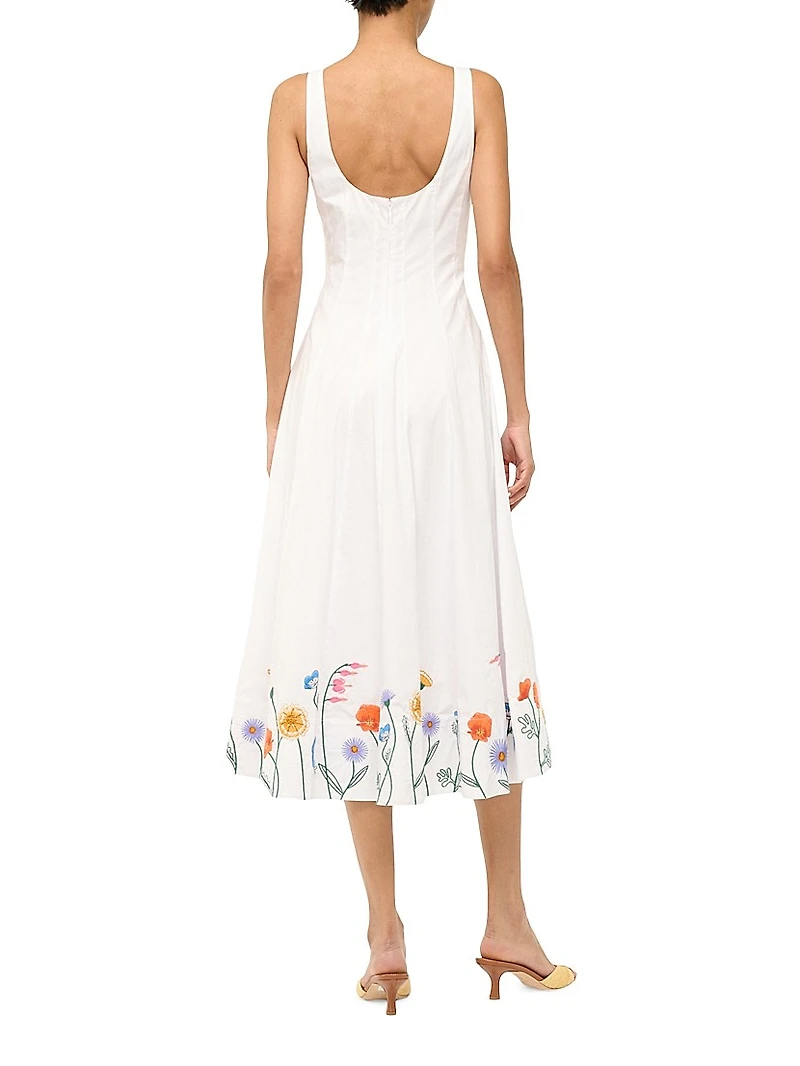 Wells Embroidered Midi-Dress