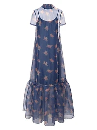 Calluna Ruffled Sheer Floral Organza Gown