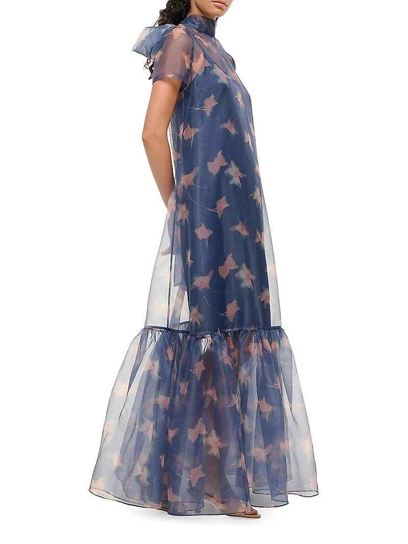 Calluna Ruffled Sheer Floral Organza Gown