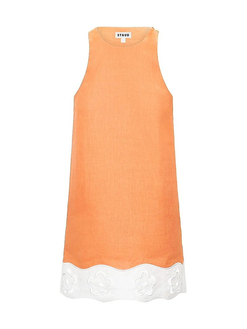 Mika Floral Eyelet-Trimmed Linen Shift Minidress