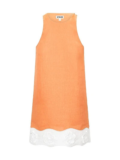 Mika Floral Eyelet-Trimmed Linen Shift Minidress