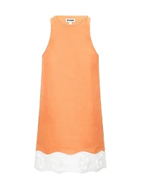 Mika Floral Eyelet-Trimmed Linen Shift Minidress