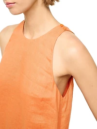 Mika Floral Eyelet-Trimmed Linen Shift Minidress