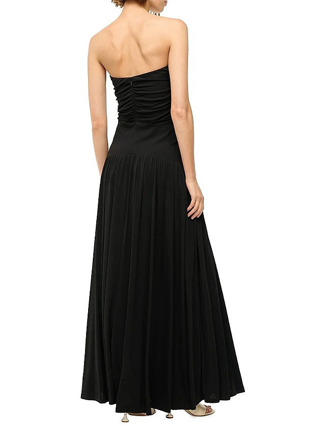 white christmas dresses ML Monique Lhuillier Floral Satin Strapless Dress