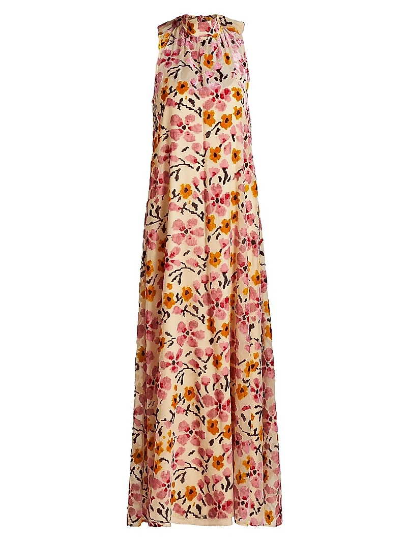 Albee Floral A-Line Sleeveless Maxi Dress