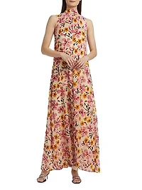 Albee Floral A-Line Sleeveless Maxi Dress