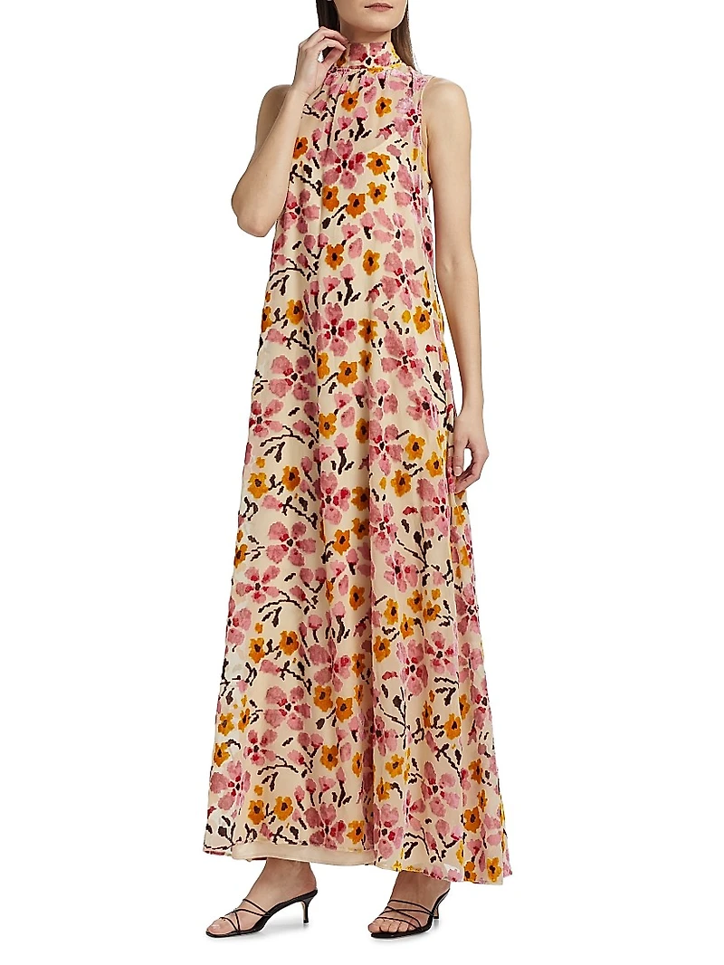 Albee Floral A-Line Sleeveless Maxi Dress