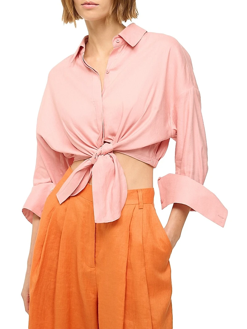 Lisa Tie-Front Linen Top