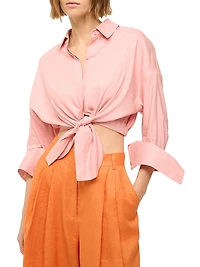 Lisa Tie-Front Linen Top
