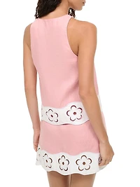 Mika Floral Lace-Trimmed Linen Sleeveless Top