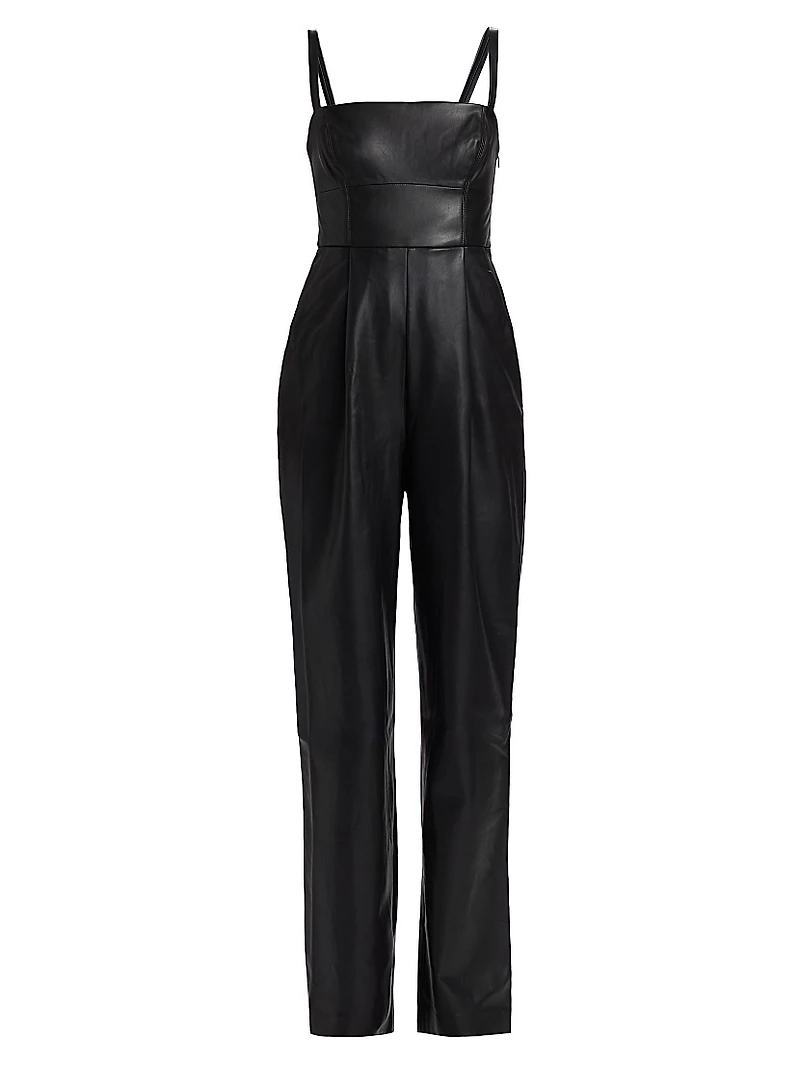 Faux Leather Squareneck Jumpsuit