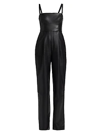 Faux Leather Squareneck Jumpsuit