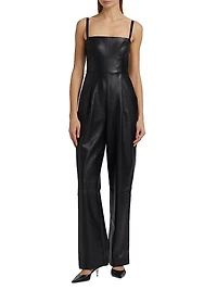 Faux Leather Squareneck Jumpsuit
