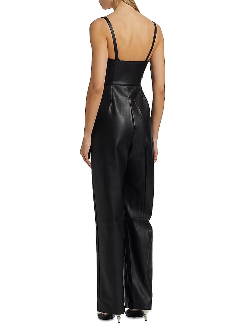 Faux Leather Squareneck Jumpsuit