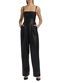 Faux Leather Squareneck Jumpsuit