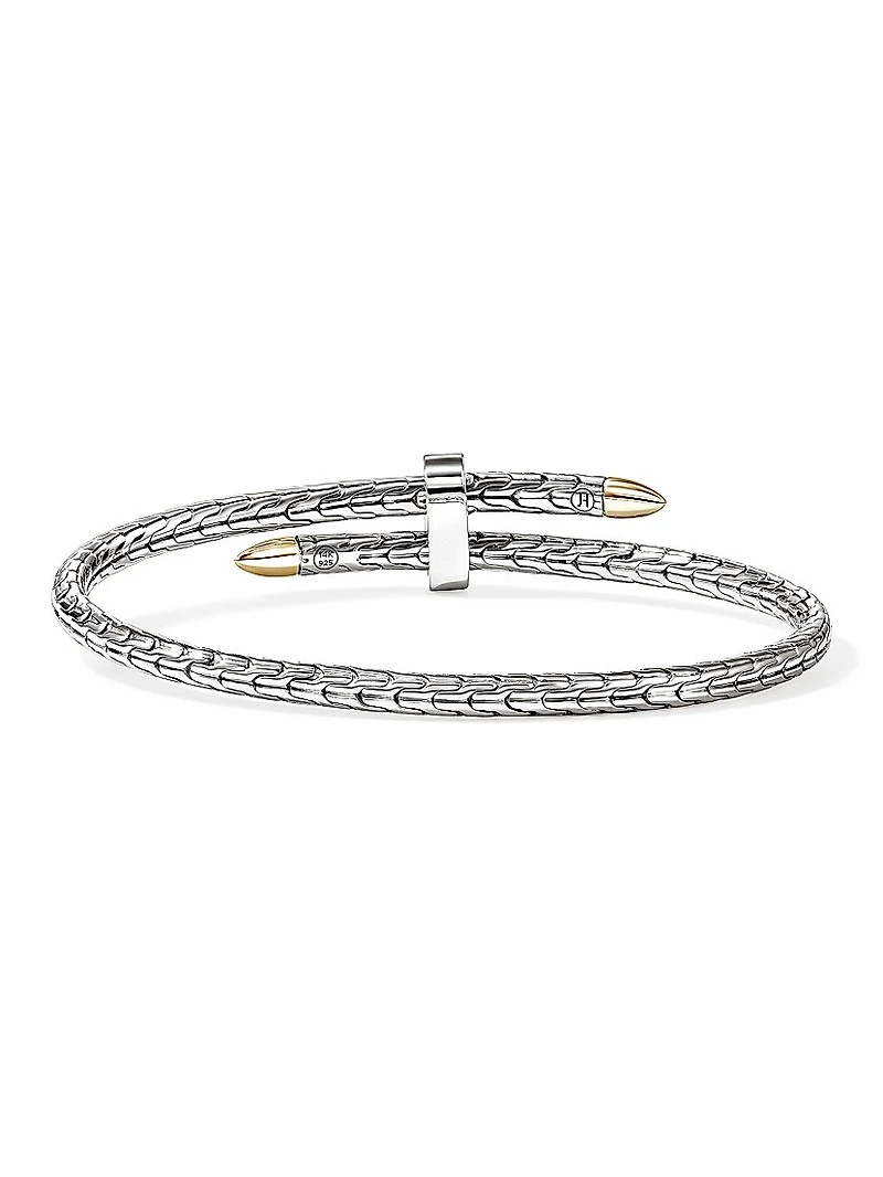 Spear 14K Yellow Gold, Sterling Silver & 0.16 TCW Diamond Cuff Bracelet