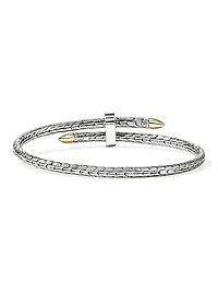 Spear 14K Yellow Gold, Sterling Silver & 0.16 TCW Diamond Cuff Bracelet