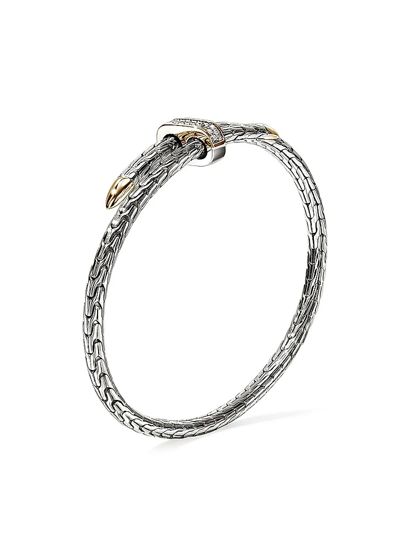 Spear 14K Yellow Gold, Sterling Silver & 0.16 TCW Diamond Cuff Bracelet