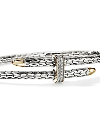 Spear 14K Yellow Gold, Sterling Silver & 0.16 TCW Diamond Cuff Bracelet