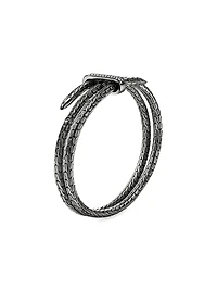 Spear Black-Rhodium-Plated Sterling Silver & 0.23 TCW Diamond Flexible Cuff