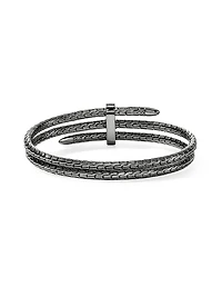 Spear Black-Rhodium-Plated Sterling Silver & 0.23 TCW Diamond Flexible Cuff
