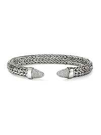 Spear Sterling Silver & TCW Diamond Flexible Cuff