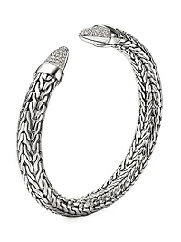 Spear Sterling Silver & TCW Diamond Flexible Cuff