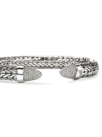 Spear Sterling Silver & TCW Diamond Flexible Cuff