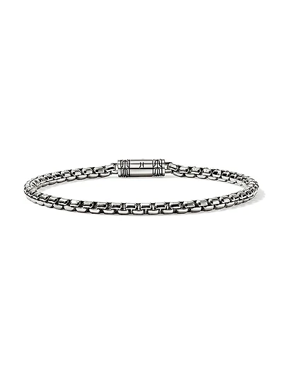 Blackened Sterling Silver Box Chain Bracelet/3.7MM