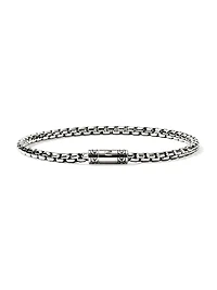 Blackened Sterling Silver Box Chain Bracelet/3.7MM