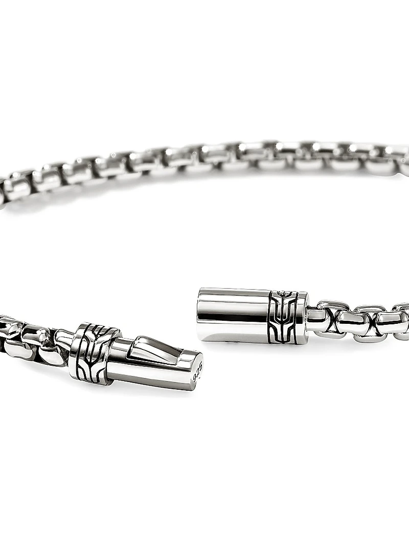 Blackened Sterling Silver Box Chain Bracelet/3.7MM
