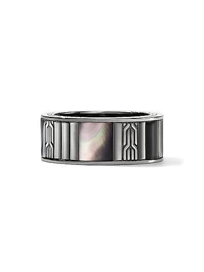 Carved Chain Sterling Silver & Multi-Stone Band
