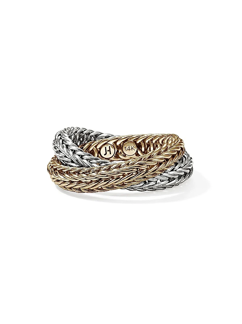 Kami 14K Yellow Gold & Sterling Silver Crossover Ring