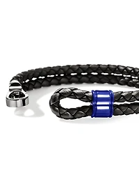 Sterling Silver, Leather & Enamel Bracelet