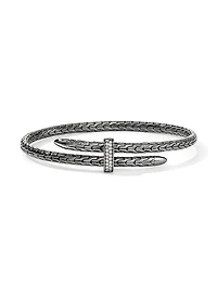 Spear Black-Rhodium-Plated Sterling Silver & 0.16 TCW Diamond Cuff