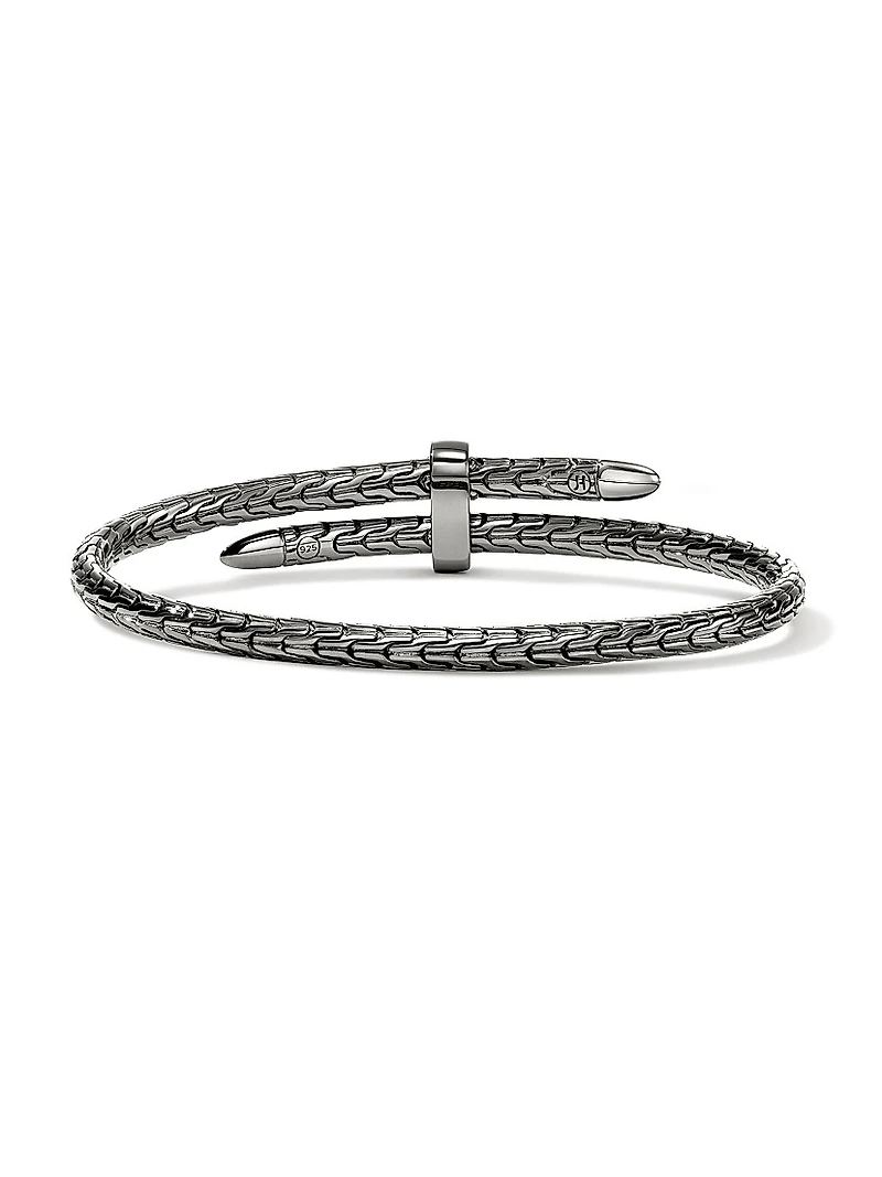 Spear Black-Rhodium-Plated Sterling Silver & 0.16 TCW Diamond Cuff