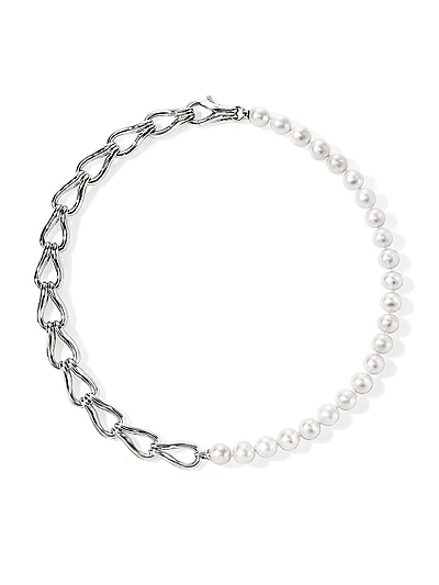 Surf Sterling Silver & Cultured Freshwater Pearl Necklace